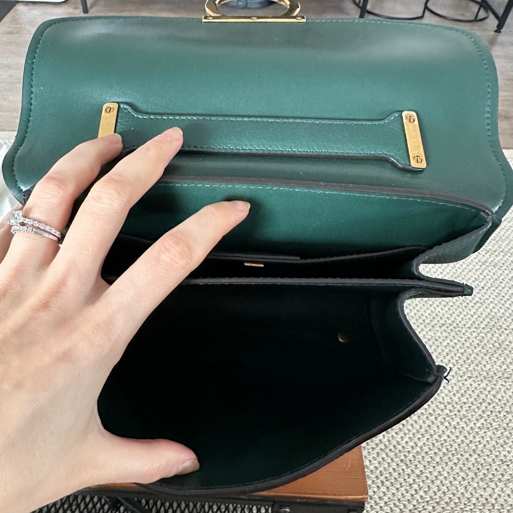 Ferragamo Gancini Top Handle bag in green- like new!! (Includes dust bag)